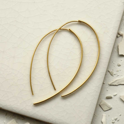 MS1226G GOLD PLATED SILVER OVAL THREADER EARRINGS 1