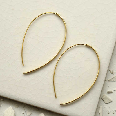 MS1226G GOLD PLATED SILVER OVAL THREADER EARRINGS 2