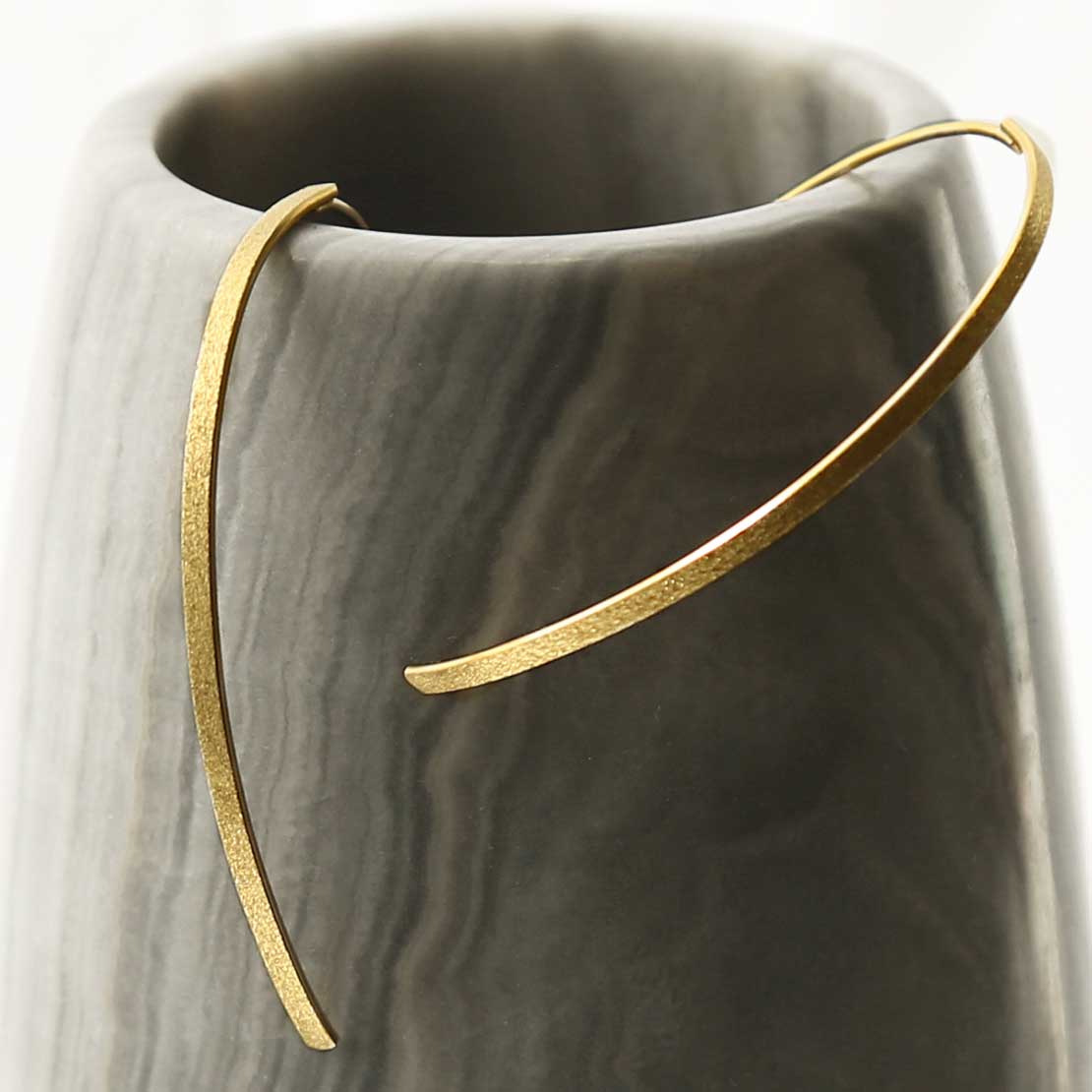 Gold Plated Silver Oval Threader Earrings
