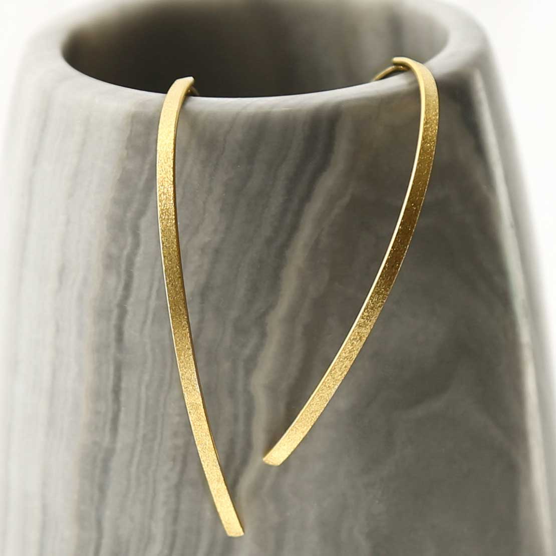 Gold Plated Silver Oval Threader Earrings