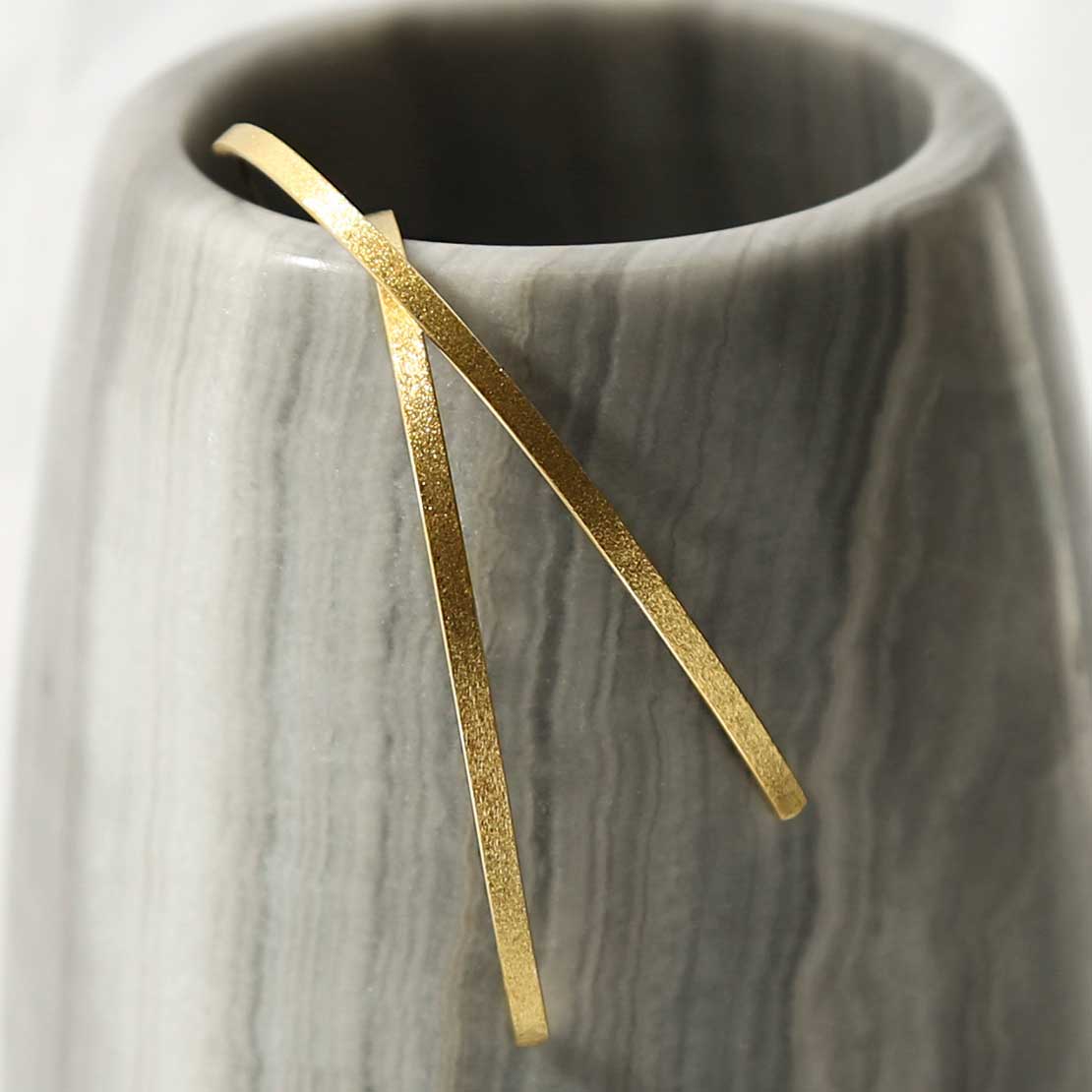 Gold Plated Silver Oval Threader Earrings
