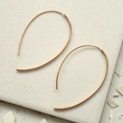 MS1226RG ROSE GOLD PLATED SILVER OVAL THREADER EARRINGS 1