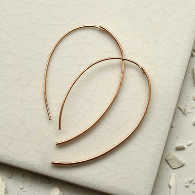 MS1226RG ROSE GOLD PLATED SILVER OVAL THREADER EARRINGS 2