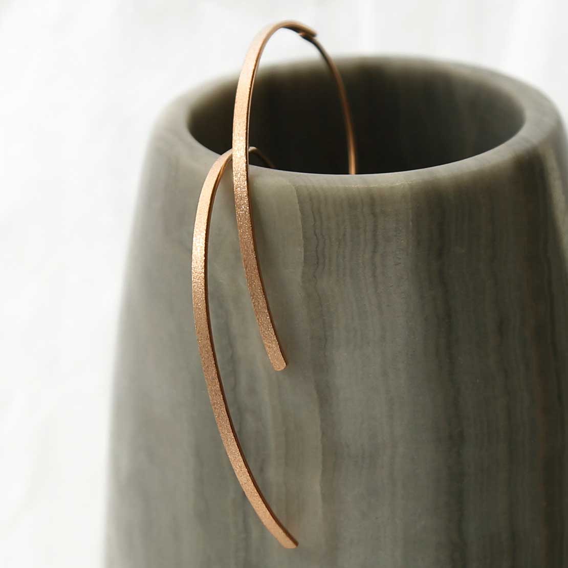 Rose Gold Plated Silver Oval Threader Earrings