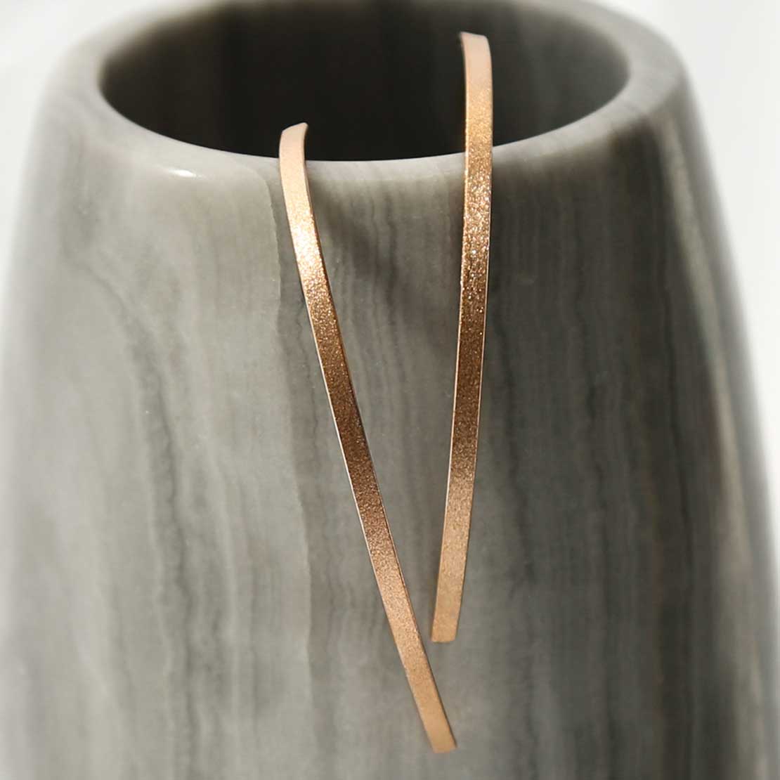 Rose Gold Plated Silver Oval Threader Earrings