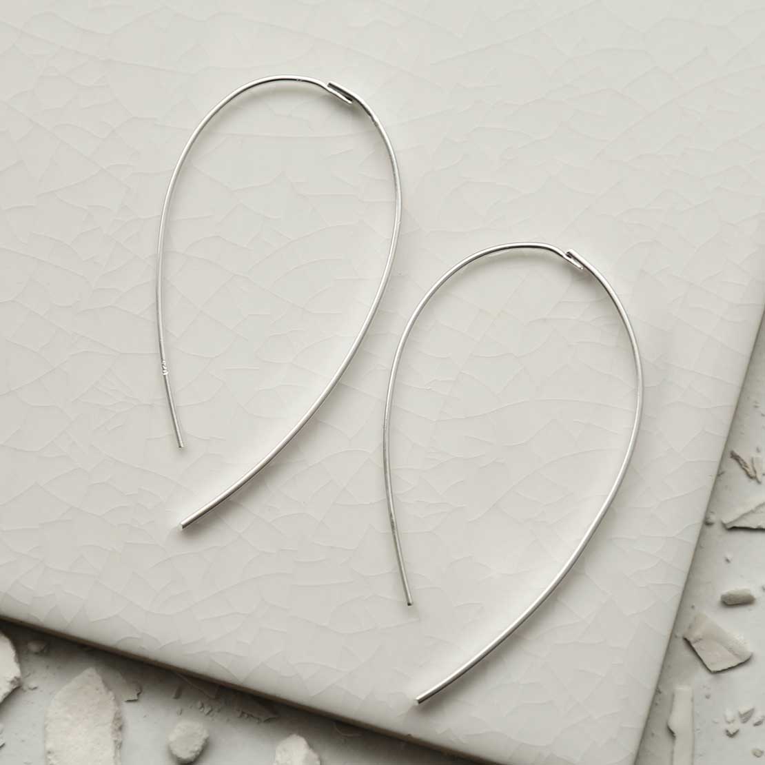 Sterling Silver Oval Threader Earrings