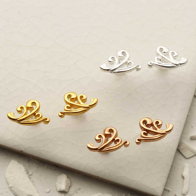 MS1235 STERLING SILVER OCEAN WAVE STUD EARRINGS GROUP SHOT 1