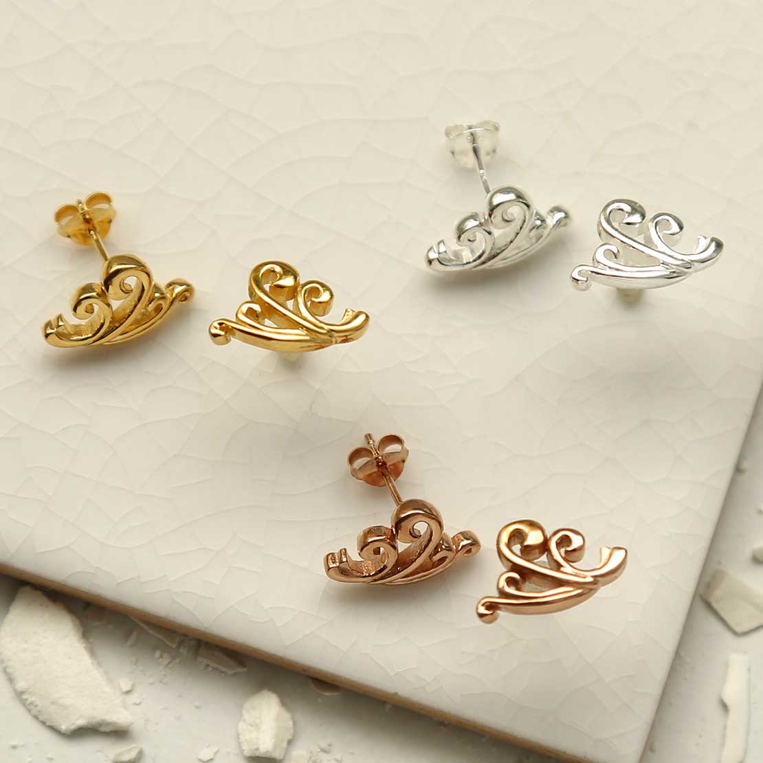 Gold Plated Silver Breeze Studs