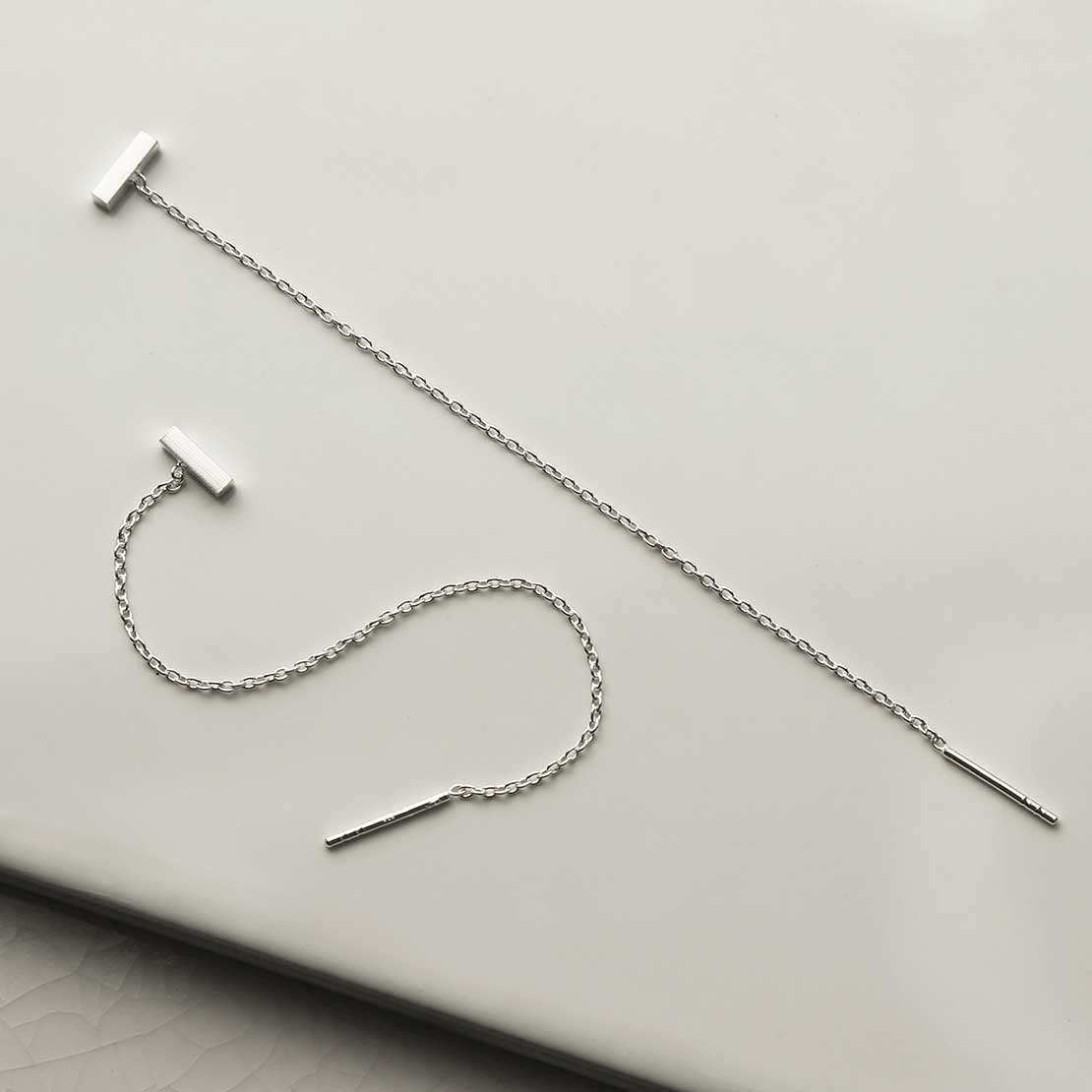 Sterling Silver Tiny Bar Chain Threaders