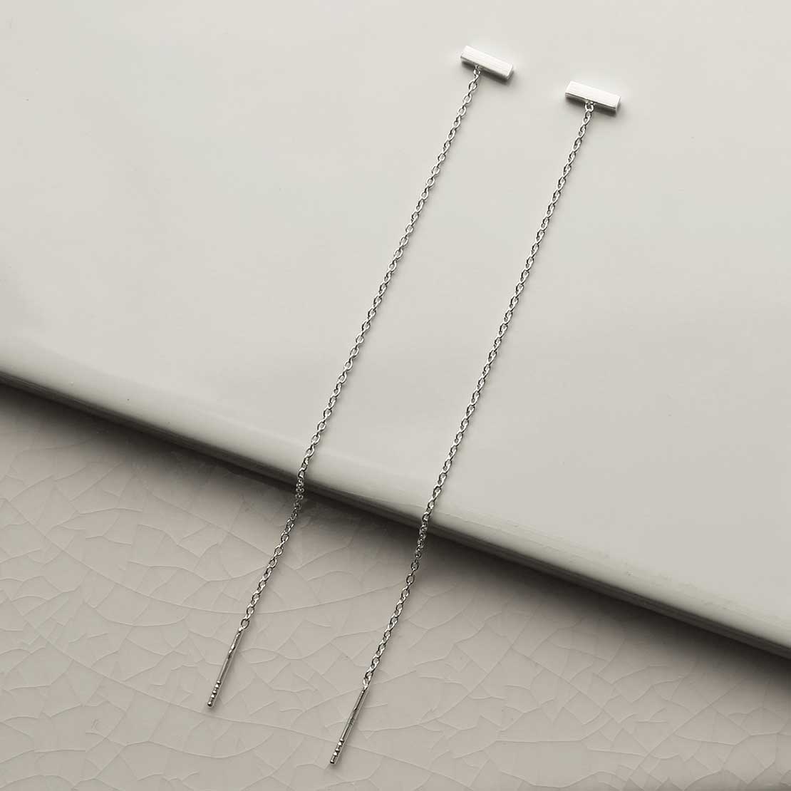 Sterling Silver Tiny Bar Chain Threaders