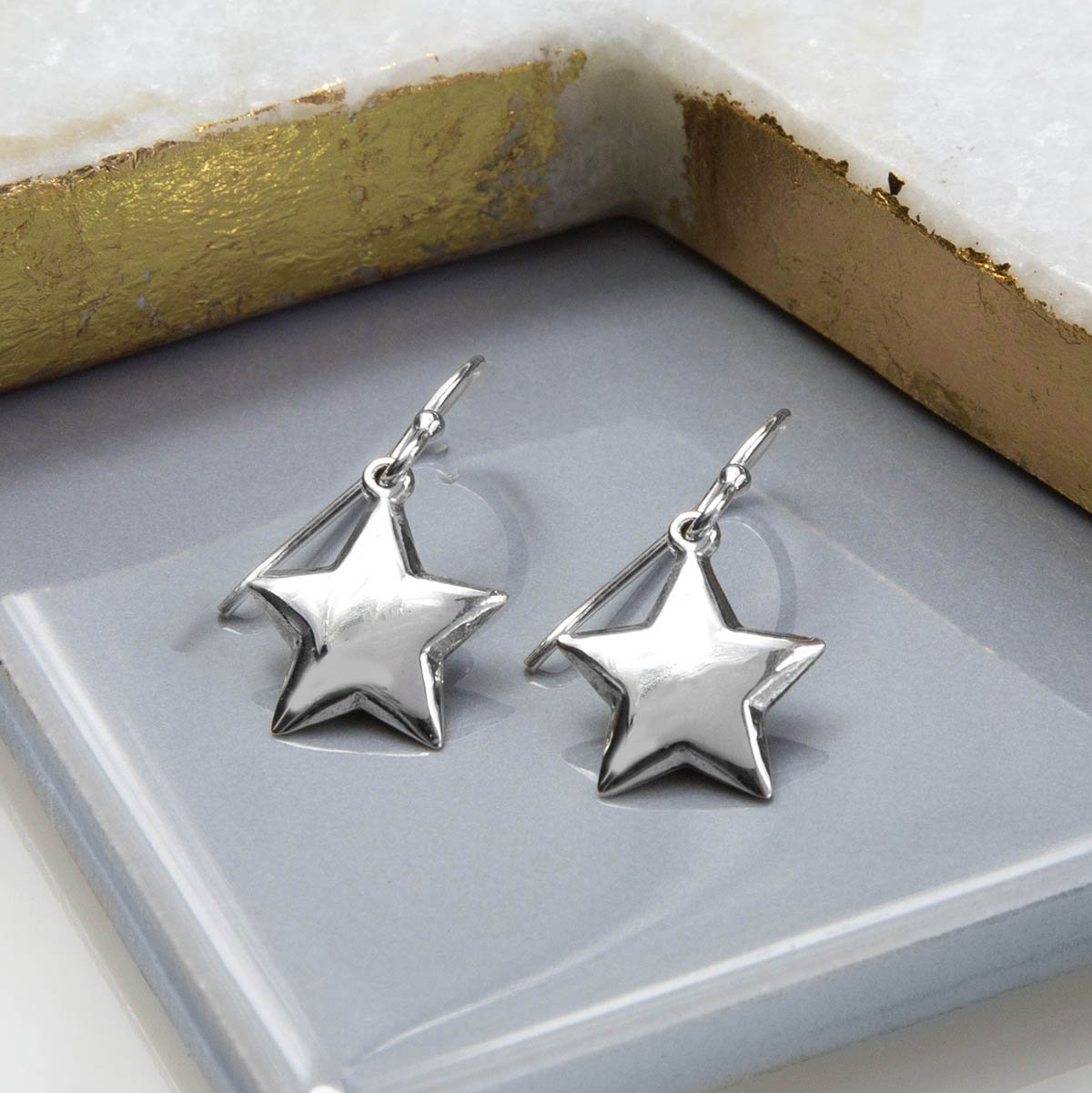 Sterling Silver Dangly Star Drop Earrings