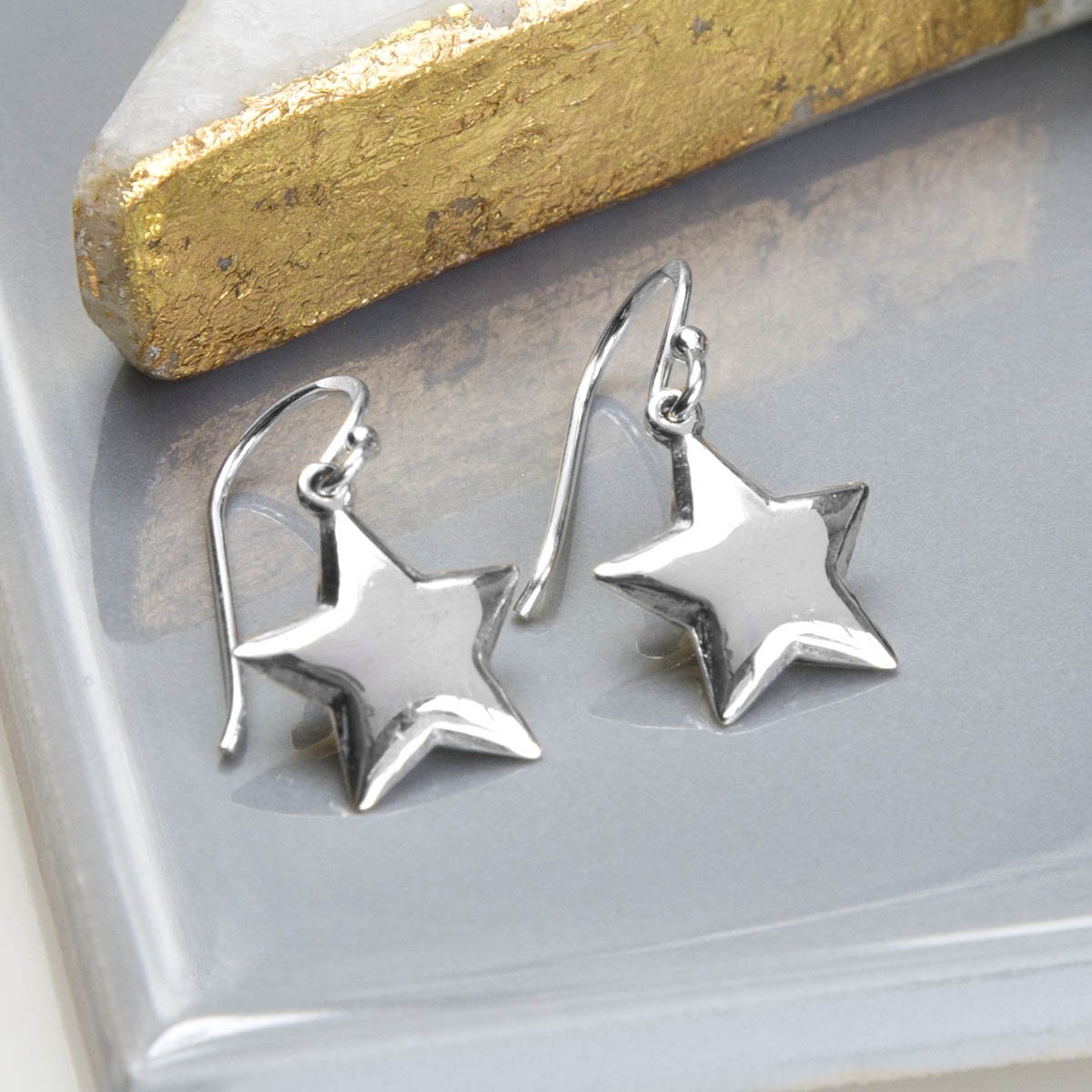 Sterling Silver Dangly Star Drop Earrings
