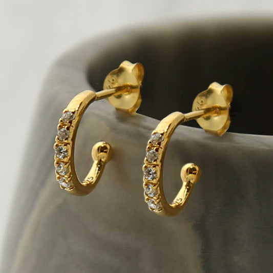 MS1230G GOLD PLATED SILVER CUBIC ZIRCONIA HOOP STUDS 3