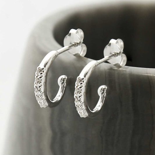 MS1230S STERLING SILVER CUBIC ZIRCONIA HOOP STUDS 3