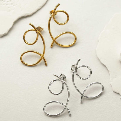 MS1236 STERLING SILVER DOUBLE LOOP STUD EARRINGS GROUP SHOT 1