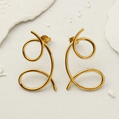 MS1236G GOLD PLATED SILVER DOUBLE LOOP STUDS 1