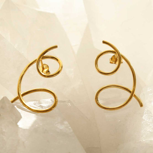 MS1236G GOLD PLATED SILVER DOUBLE LOOP STUDS 2