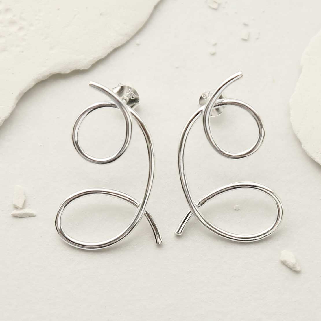 Sterling Silver Double Loop Studs