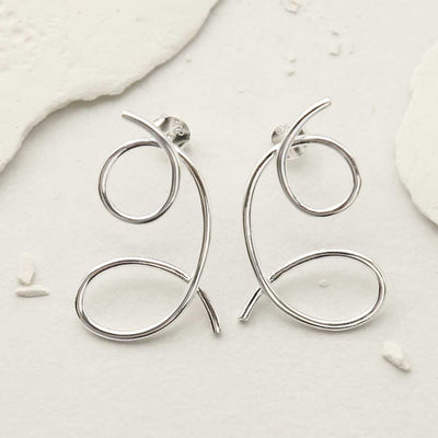 MS1236S STERLING SILVER DOUBLE LOOP STUD EARRINGS 3