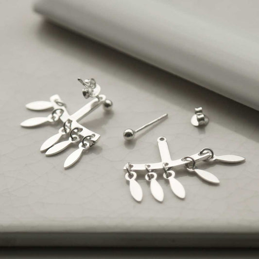 MS1238 STERLING SILVER TWO WAY CHANDELIER STUD EARRINGS 1