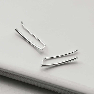 MS1239 STERLING SILVER TINY CURVE THREADER EARRINGS 1