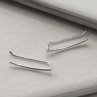 MS1239 STERLING SILVER TINY CURVE THREADER EARRINGS 2