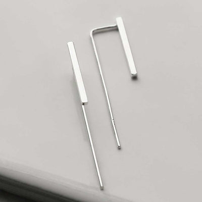 MS1240 STERLING SILVER TINY BAR THREADER EARRINGS 1