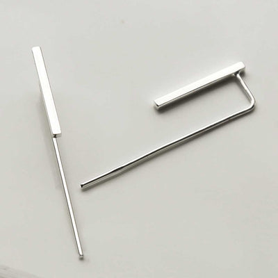MS1240 STERLING SILVER TINY BAR THREADER EARRINGS 2