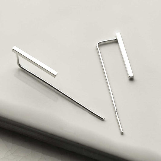 MS1240 STERLING SILVER TINY BAR THREADER EARRINGS 3
