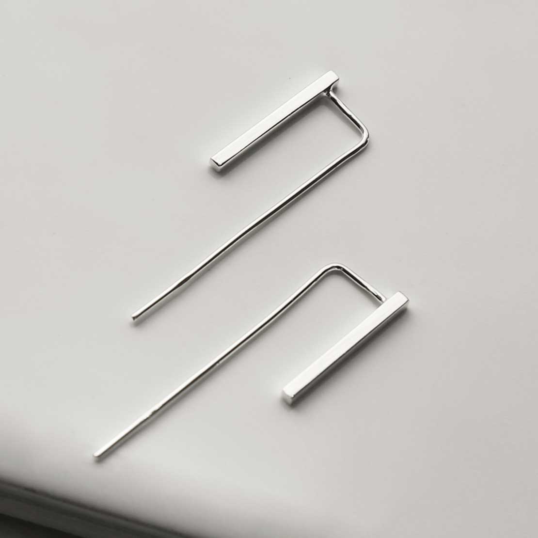 Sterling Silver Tiny Bar Threader Earrings