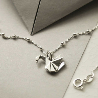 MZA042 STERLING SILVER POLISHED ORIGAMI SWAN NECKLACE 5