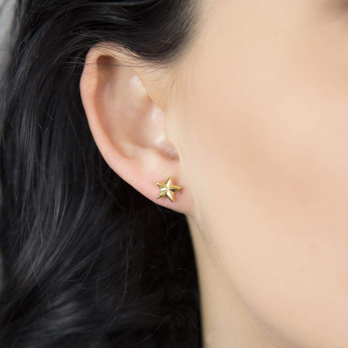 Gold Plated Sterling Silver Star Stud Earrings