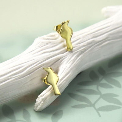 MB145G GOLDPLATEDSTERLINGSILVERPETITEBIRDEARRINGS 001