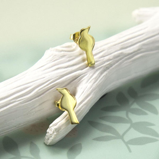 MB145G GOLDPLATEDSTERLINGSILVERPETITEBIRDEARRINGS 001