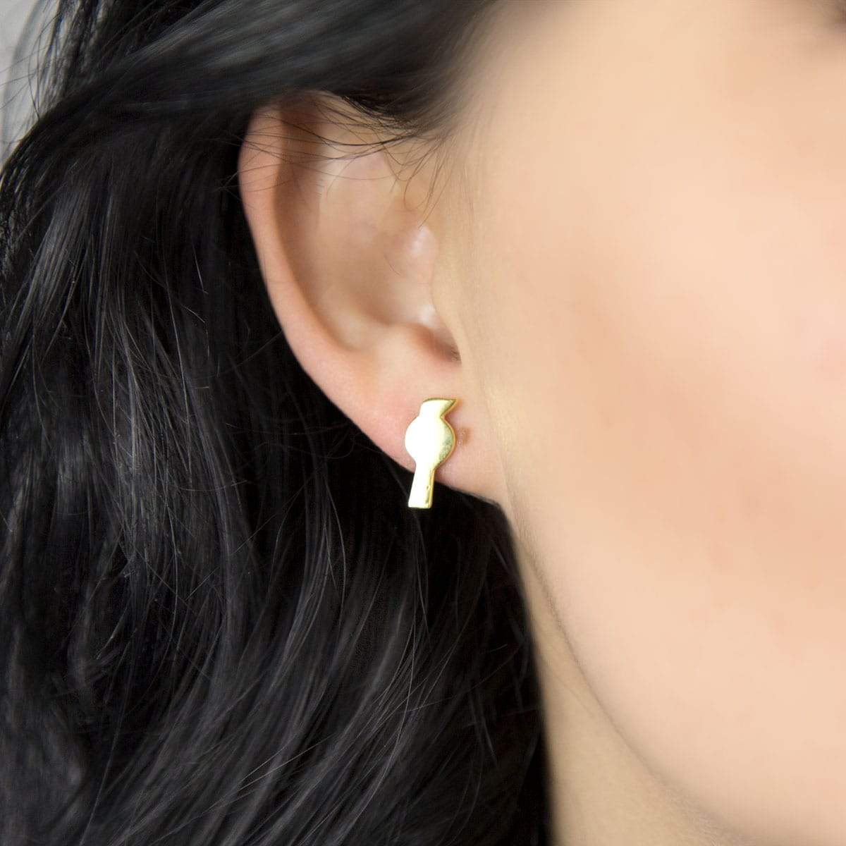 Gold Plated Sterling Silver Petite Bird Stud Earrings