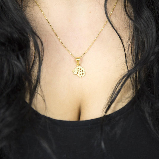 MB151PG GOLDPLATEDSTERLINGSILVERHEDGEHOGNECKLACE 004