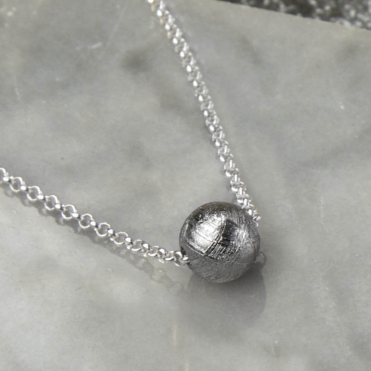 Sterling Silver Meteorite Sphere Necklace