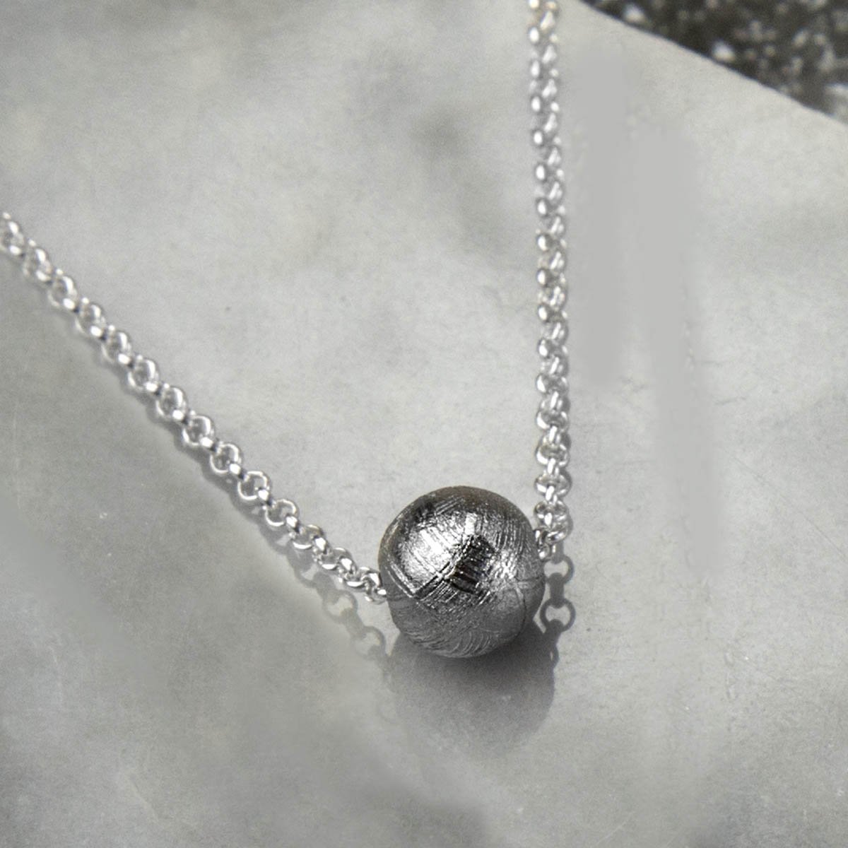Sterling Silver Meteorite Sphere Necklace