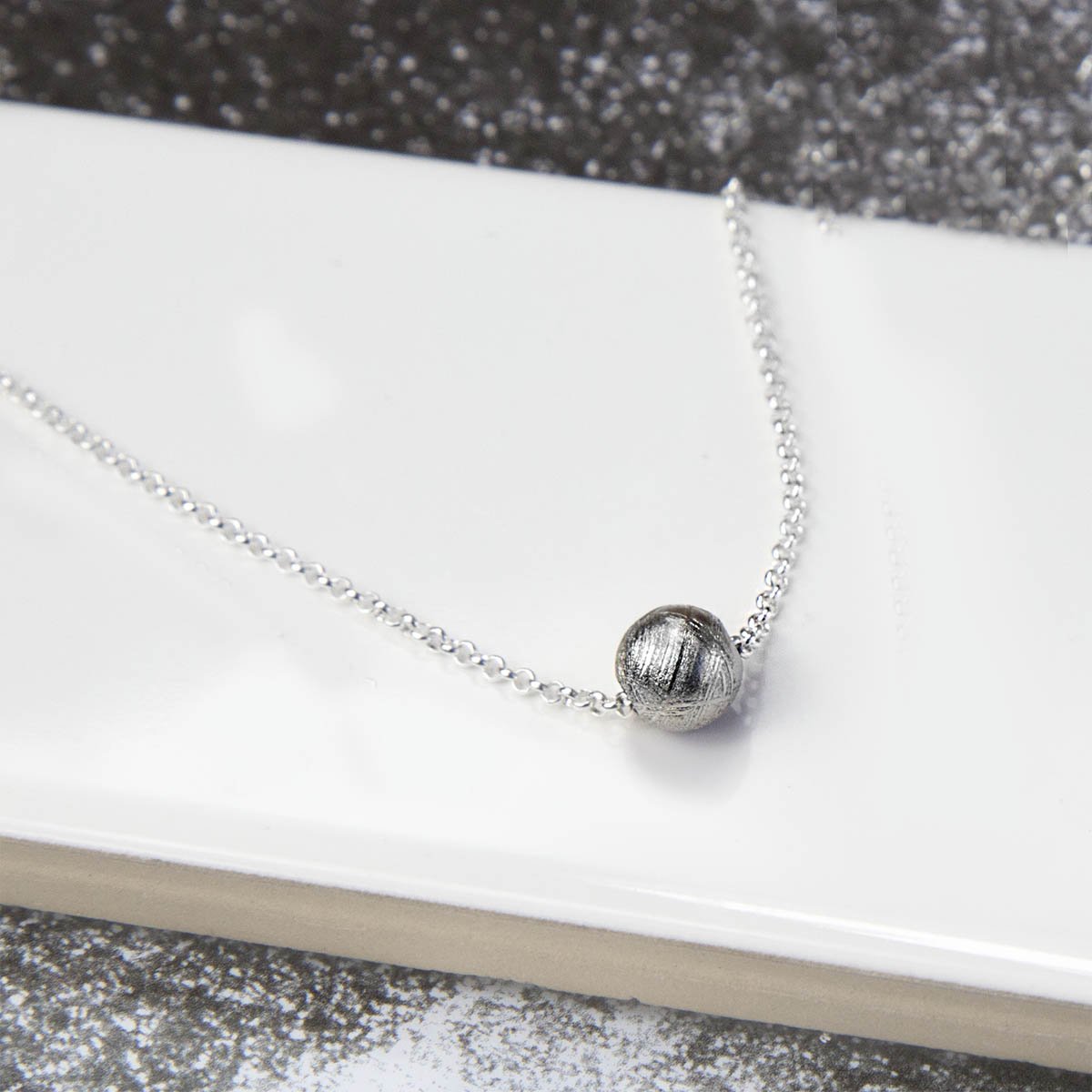 Sterling Silver Meteorite Sphere Necklace