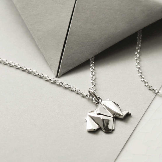 MZA024S STERLING SILVER POLISHED ORIGAMI ELEPHANT NECKLACE 5