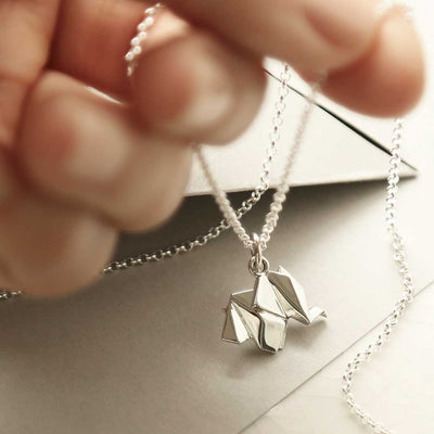 MZA024S STERLING SILVER POLISHED ORIGAMI ELEPHANT NECKLACE 2
