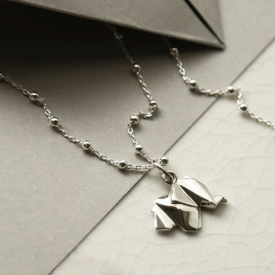 MZA024S STERLING SILVER POLISHED ORIGAMI ELEPHANT NECKLACE 3