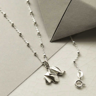 MZA024S STERLING SILVER POLISHED ORIGAMI ELEPHANT NECKLACE 4