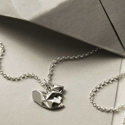 MZA027S STERLING SILVER POLISHED ORIGAMI SQUIRREL NECKLACE 2