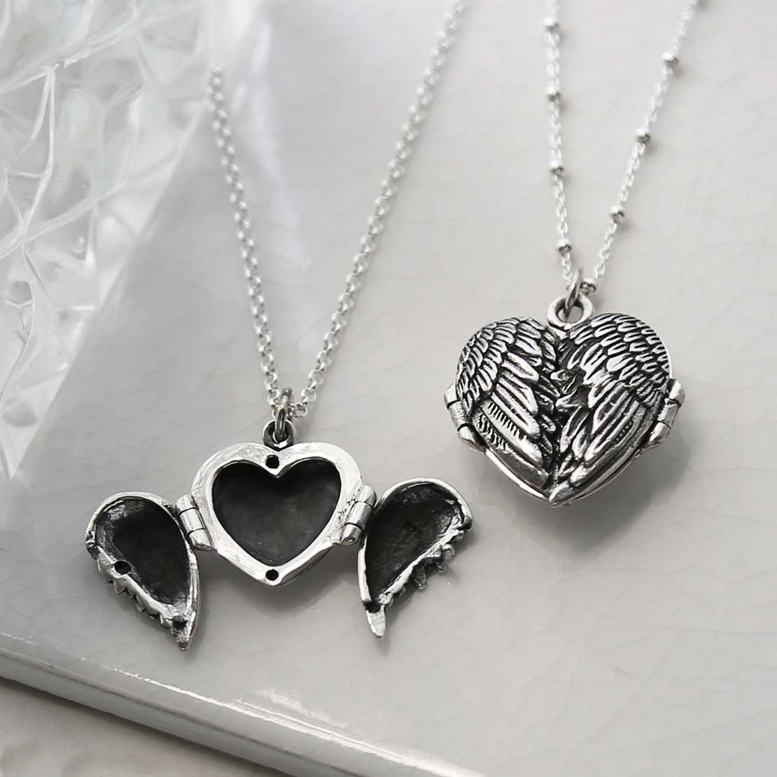 Sterling Silver Love Wings Locket Necklace