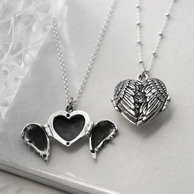 MC157S STERLING SILVER LOVE WING LOCKET NECKLACE 2