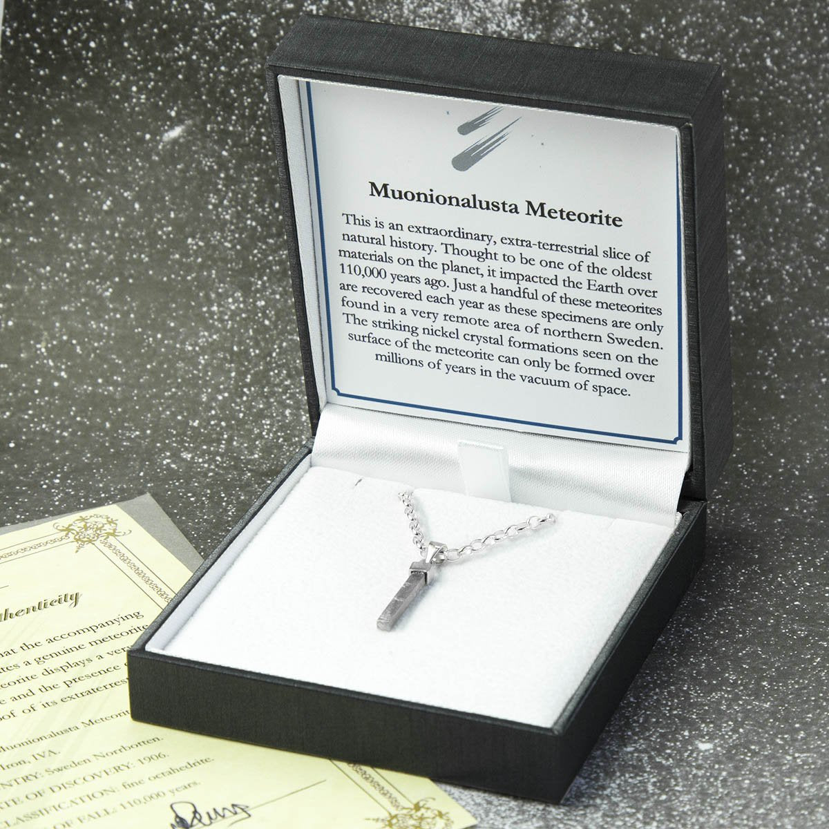 Sterling Silver Tipped Meteorite Rod Necklace