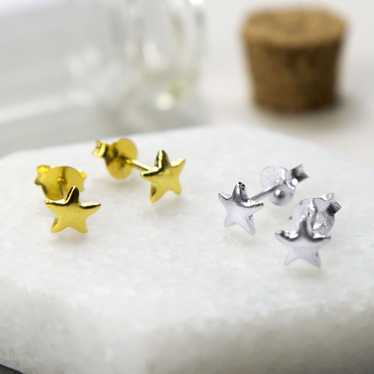 Sterling Silver and Gold Star Stud Earring Pack