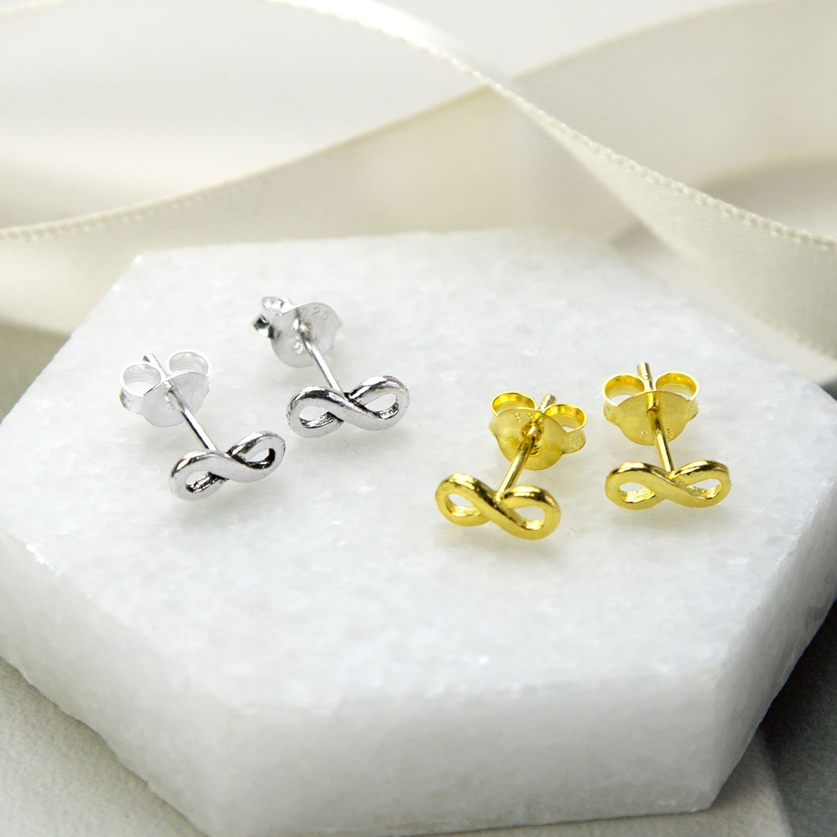 Sterling Silver and Gold Infinity Stud Earring Pack