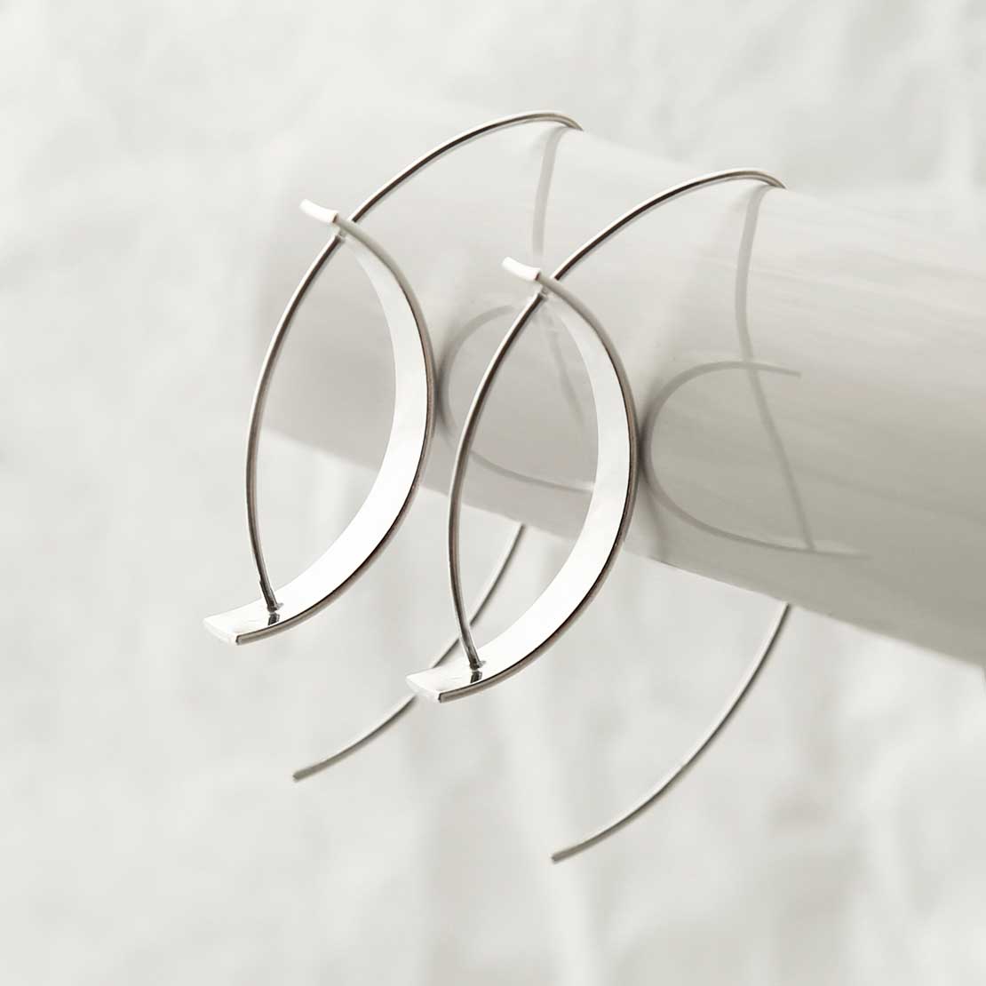 Sterling Silver Reverse Shield Threader Earrings